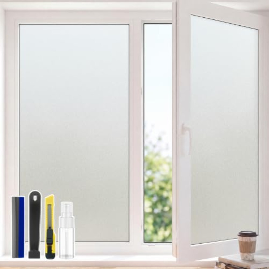Home Bathroom Window Tint - Frosted Glass Window Privacy Film, Static