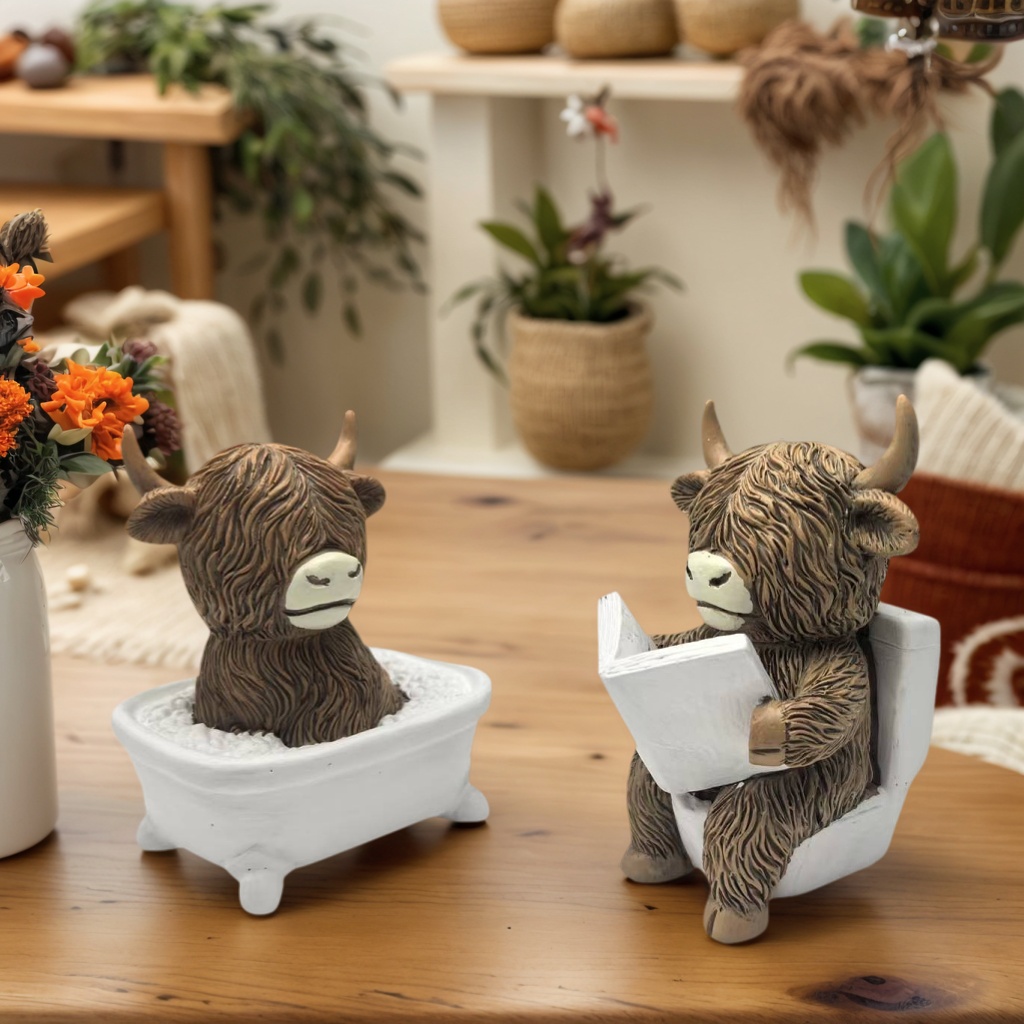 Cute Scottish Highland Cow Res - Home Of The Year Bathroom reseña y precio