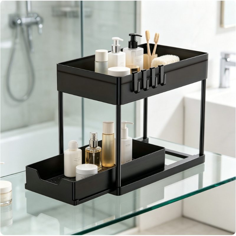 2 Tier Under Sink Sliding Orga - Home Depot Bathroom Sink reseña y precio