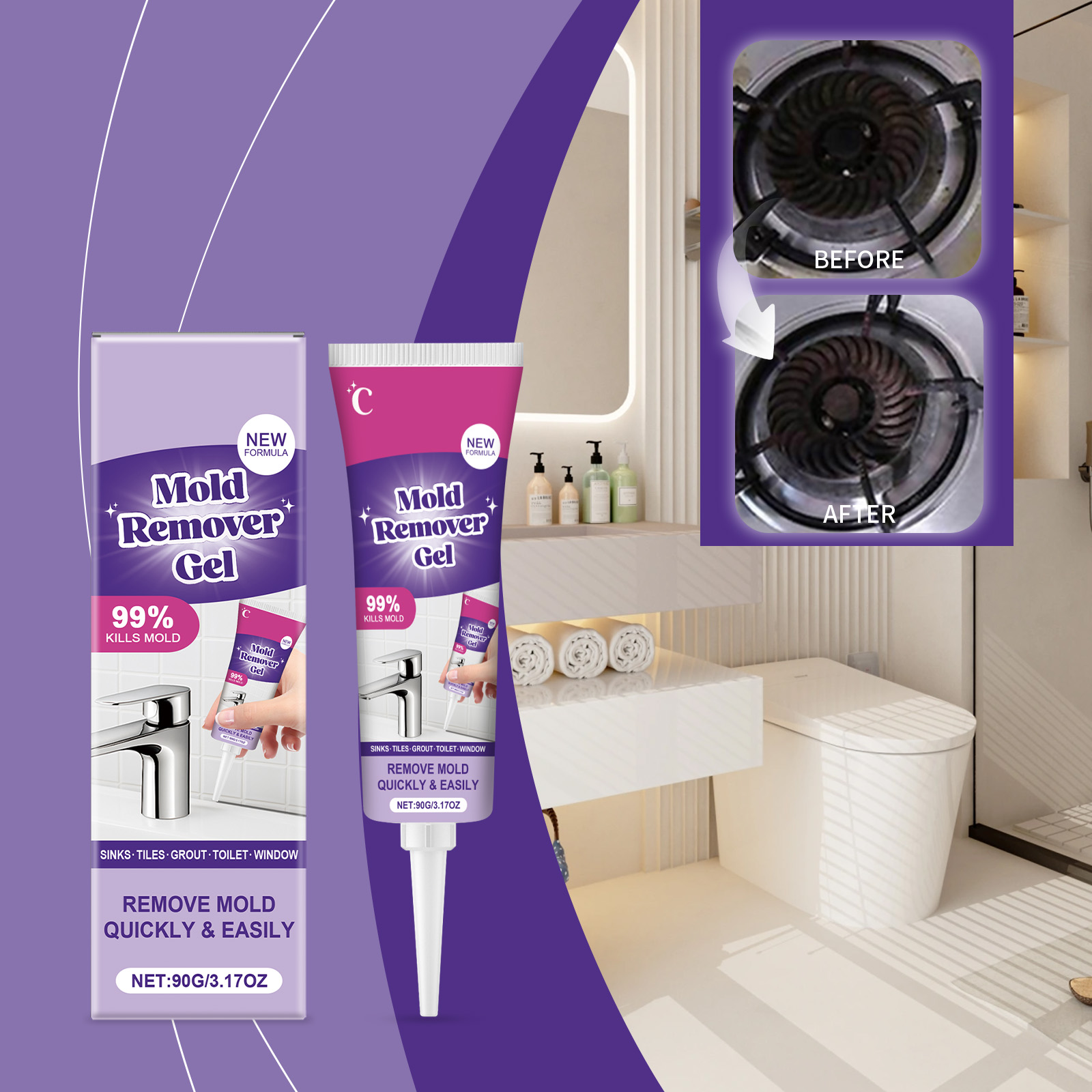 Anti-Mold Remover Gel Fast Act - Home Bathroom Cleaning Solution reseña y precio