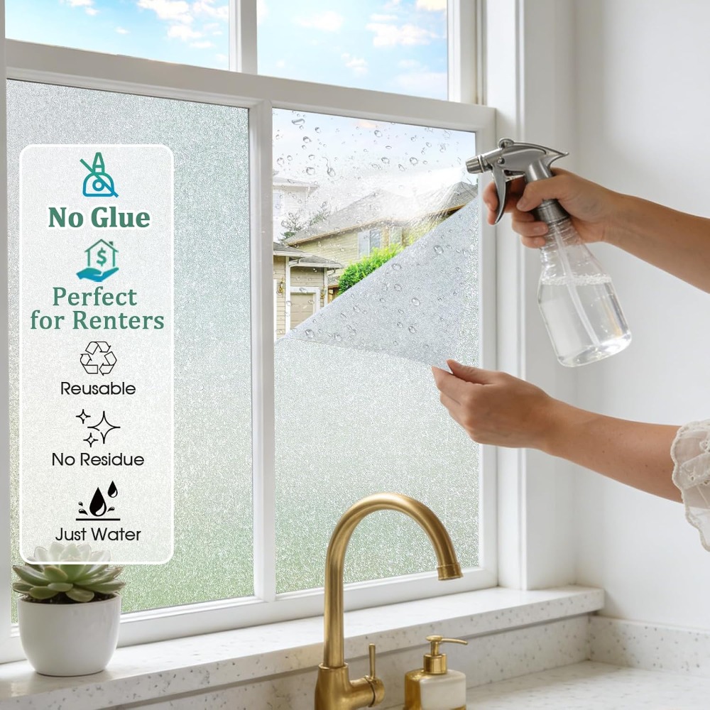 Frosted Glass Window Film Stat - Home Bathroom Window Tint reseña y precio