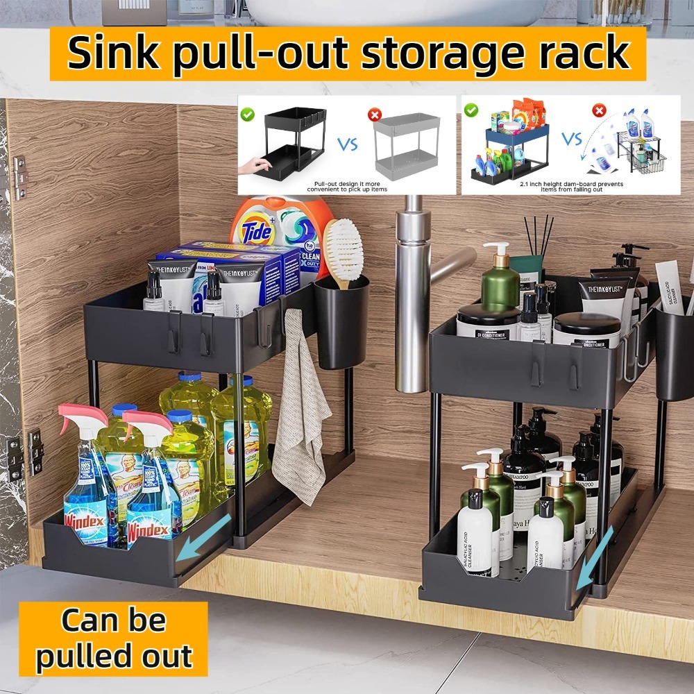 2-Tier Pull Out Under Sink Org - Home Depot Bathroom Sink reseña y precio
