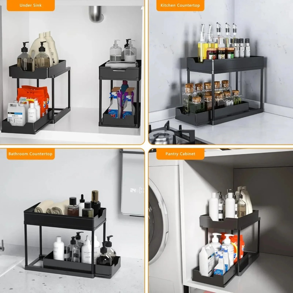 2-Tier Pull Out Under Sink Org - Home Depot Bathroom Sink reseña y precio