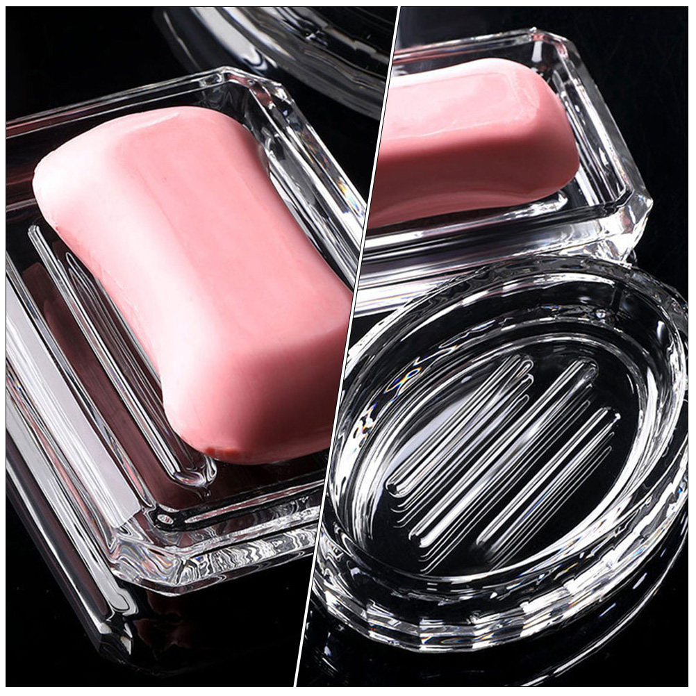 2Pcs Soap Box Transparent Glas - Home Bathroom Supplies reseña y precio