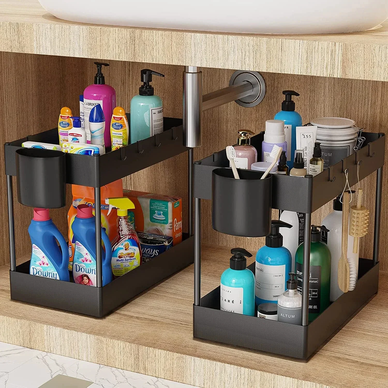 2 Tier Under Sink Sliding Cabi - Home Depot Bathroom Sink reseña y precio