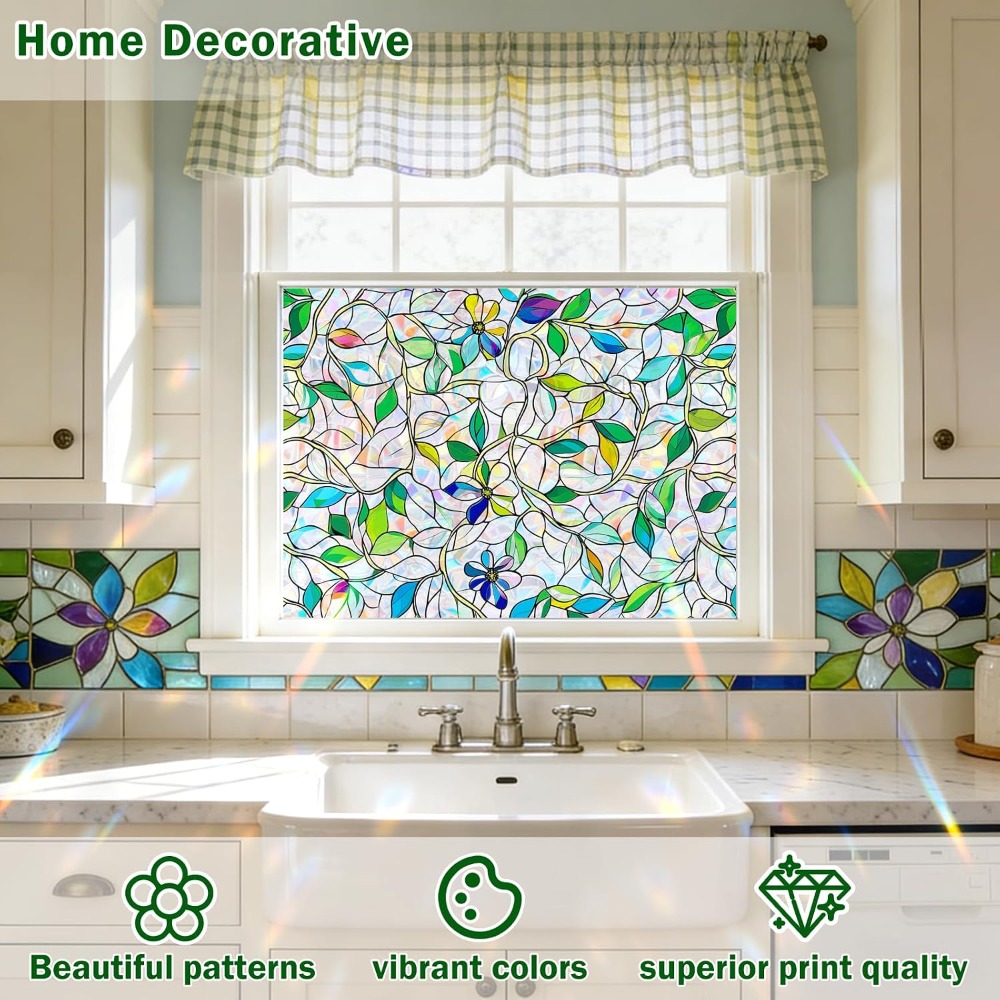 Stained Glass Window Film, Rai - Home Bathroom Window Tint reseña y precio