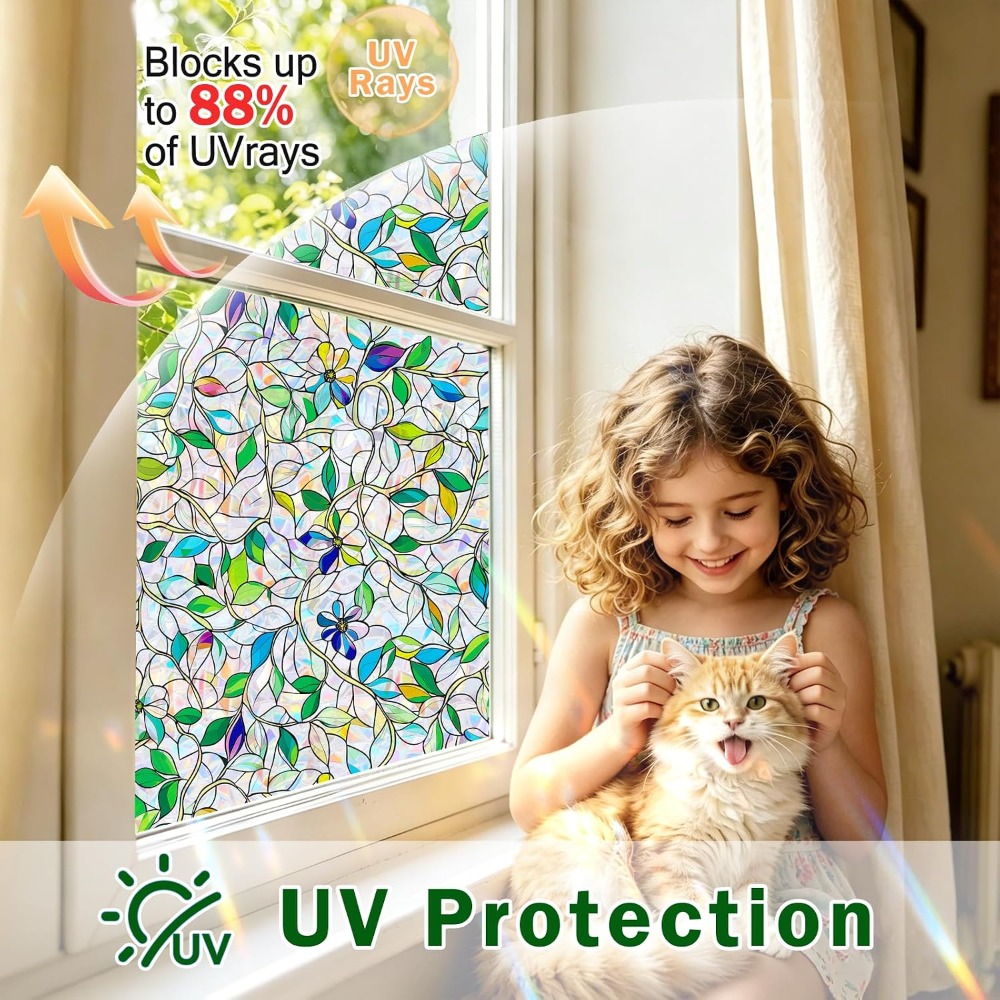 Stained Glass Window Film, Rai - Home Bathroom Window Tint reseña y precio