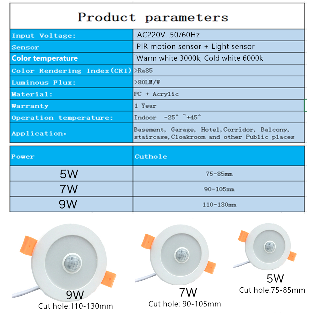 5W 7W 9W PIR Motion Sensor LED - Home Of The Year Bathroom reseña y precio