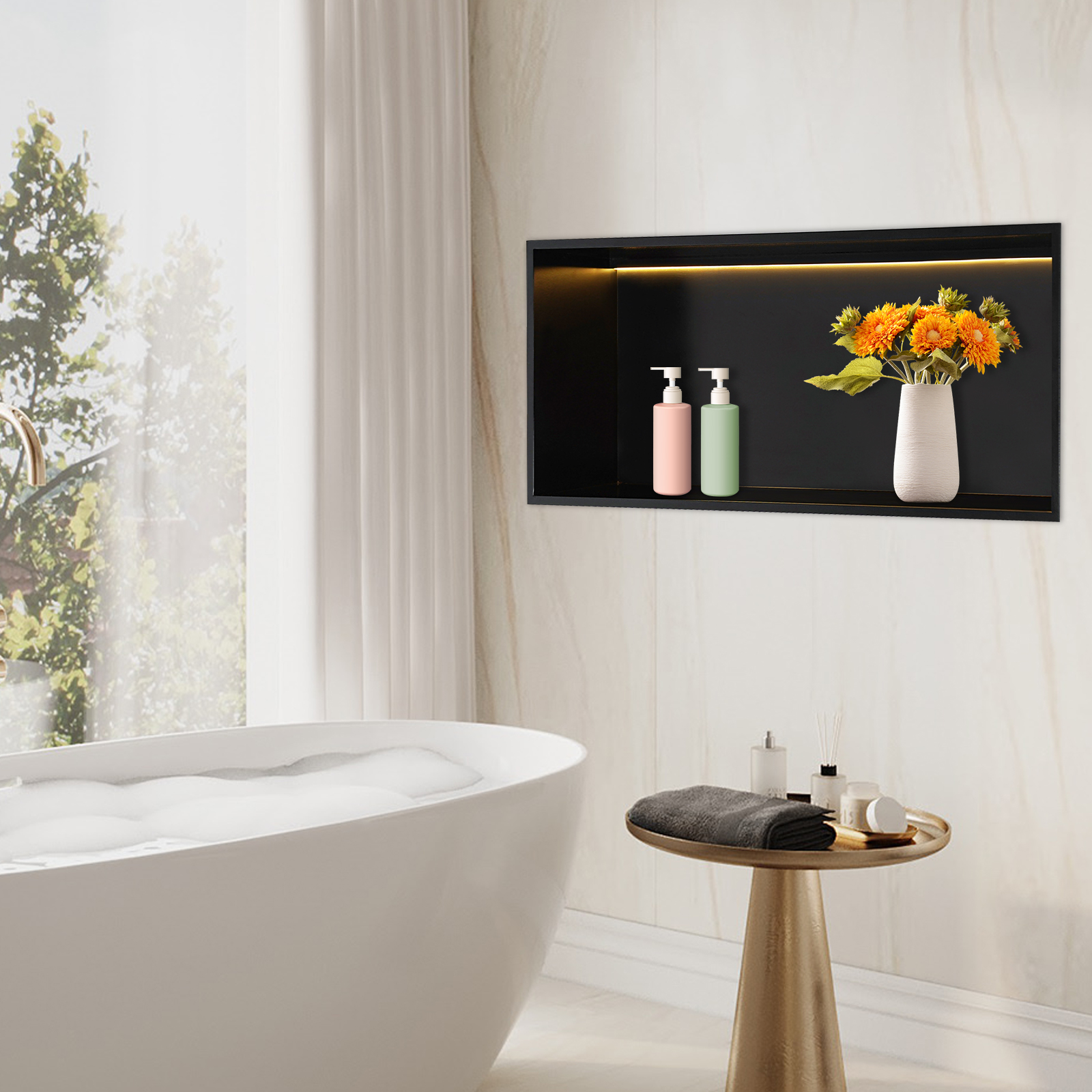 Space‑Saving Recessed Mount Ba - Home Bathroom Cleaning Solution reseña y precio