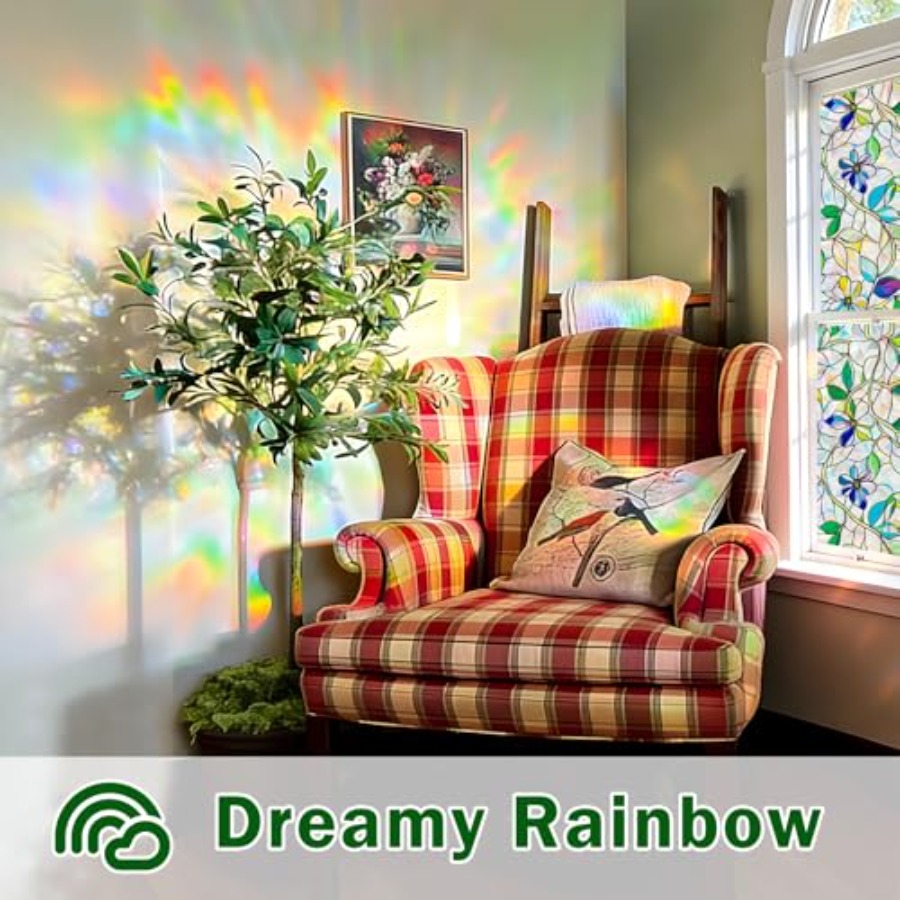 Stained Glass Window Film, Rai - Home Bathroom Window Tint reseña y precio