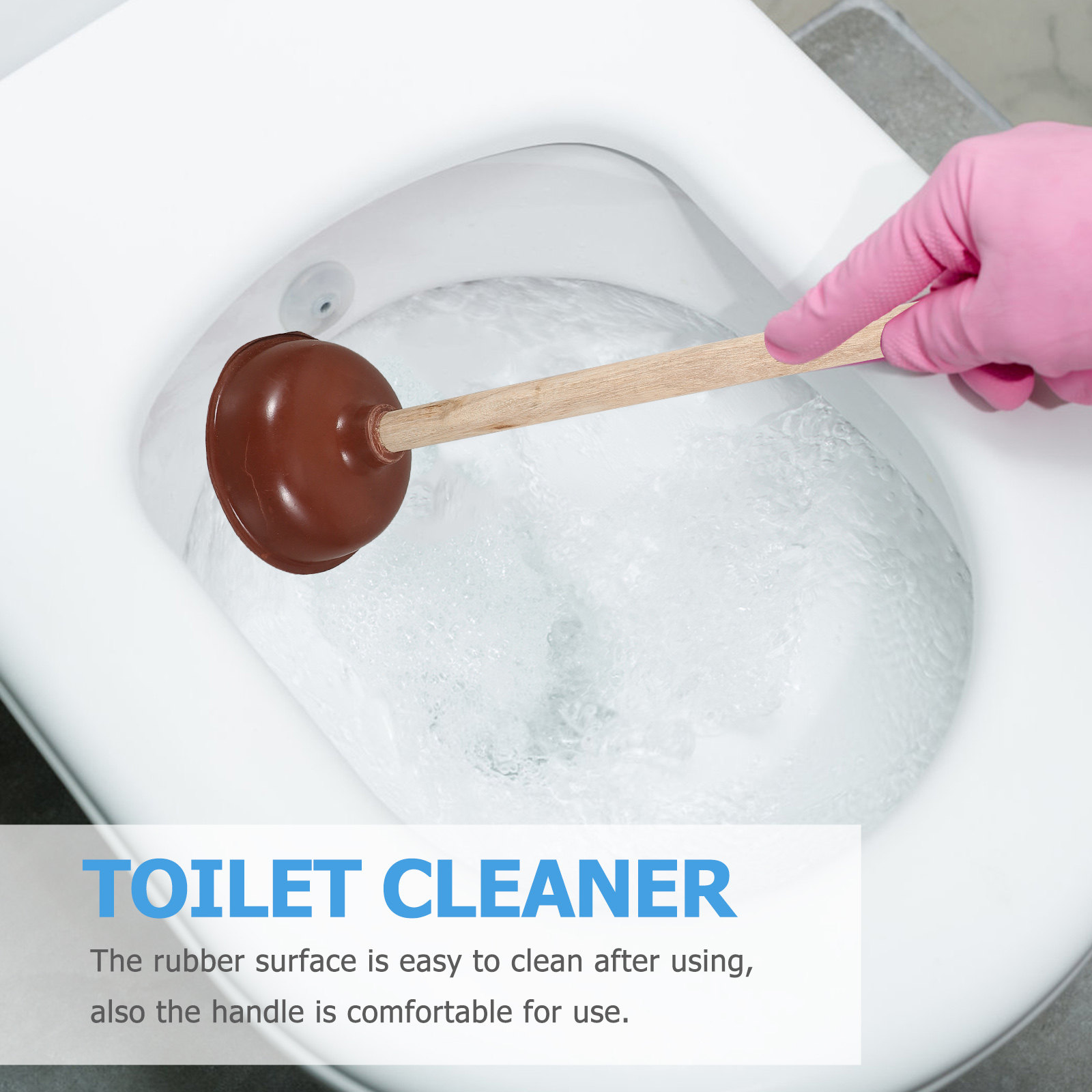 Wooden Rubber Toilet Plunger C - Home Bathroom Supplies reseña y precio