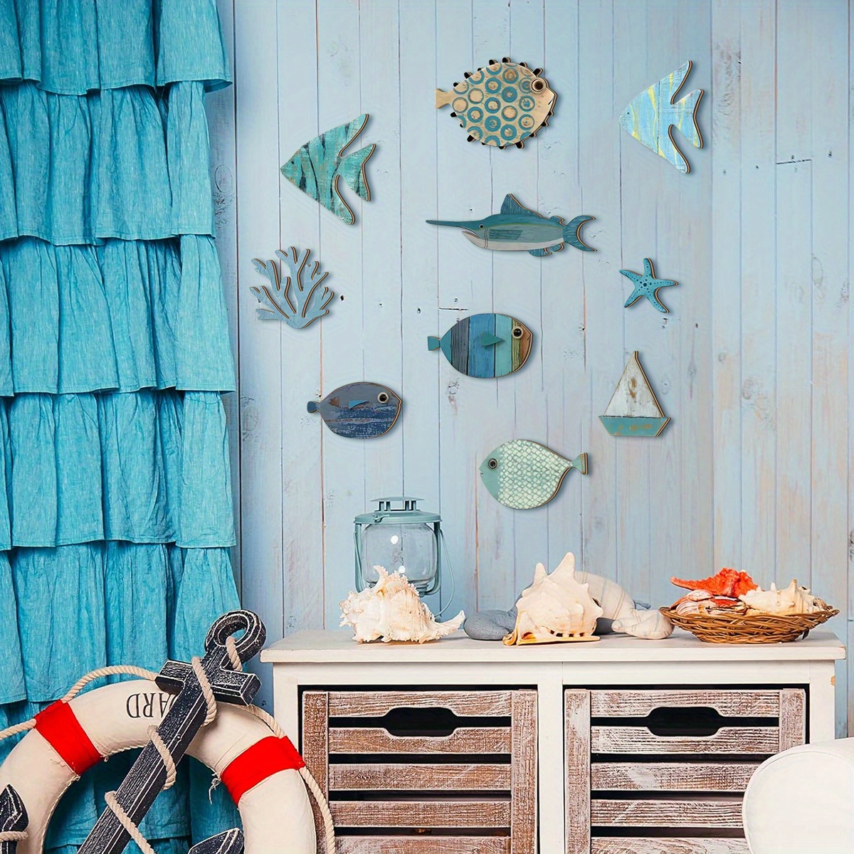 10pcs/set Sea Theme 2D Wooden  - Home Of The Year Bathroom reseña y precio