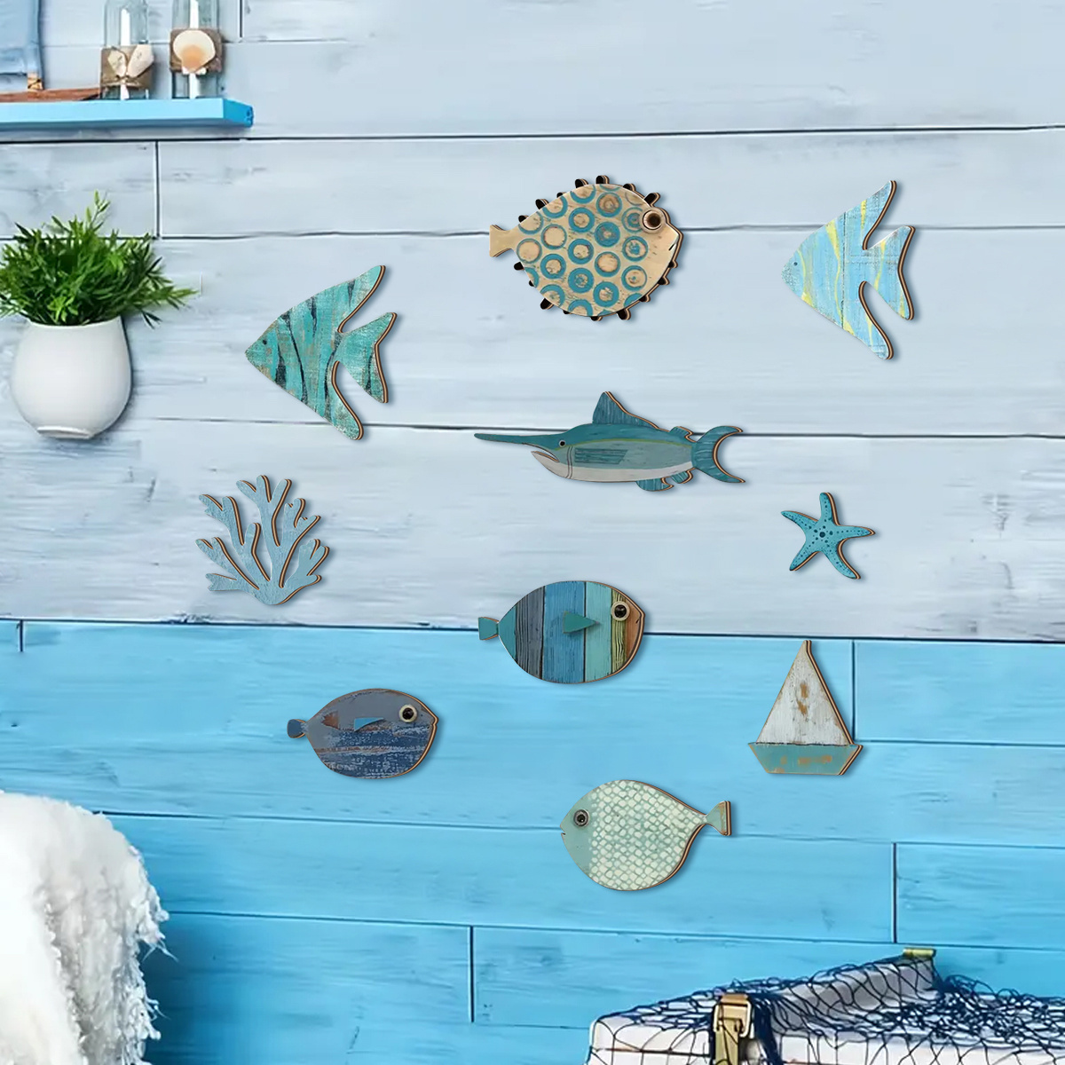 10pcs/set Sea Theme 2D Wooden  - Home Of The Year Bathroom reseña y precio