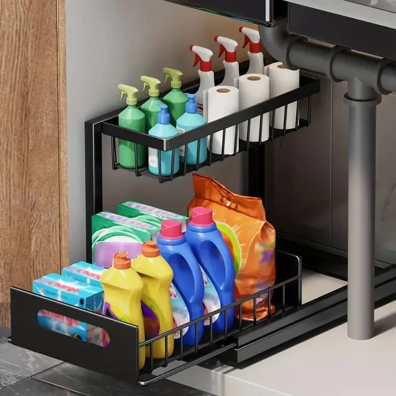 2 Tier Under Sink Organizer Pu - Home Depot Bathroom Sink reseña y precio