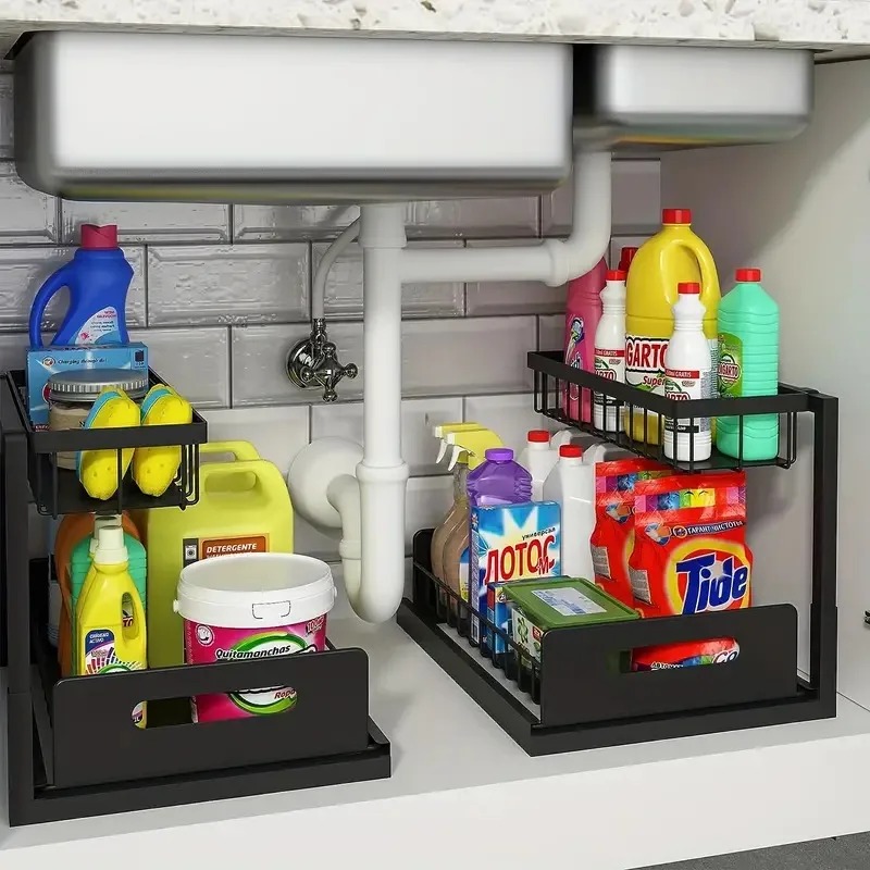 2 Tier Under Sink Organizer Pu - Home Depot Bathroom Sink reseña y precio