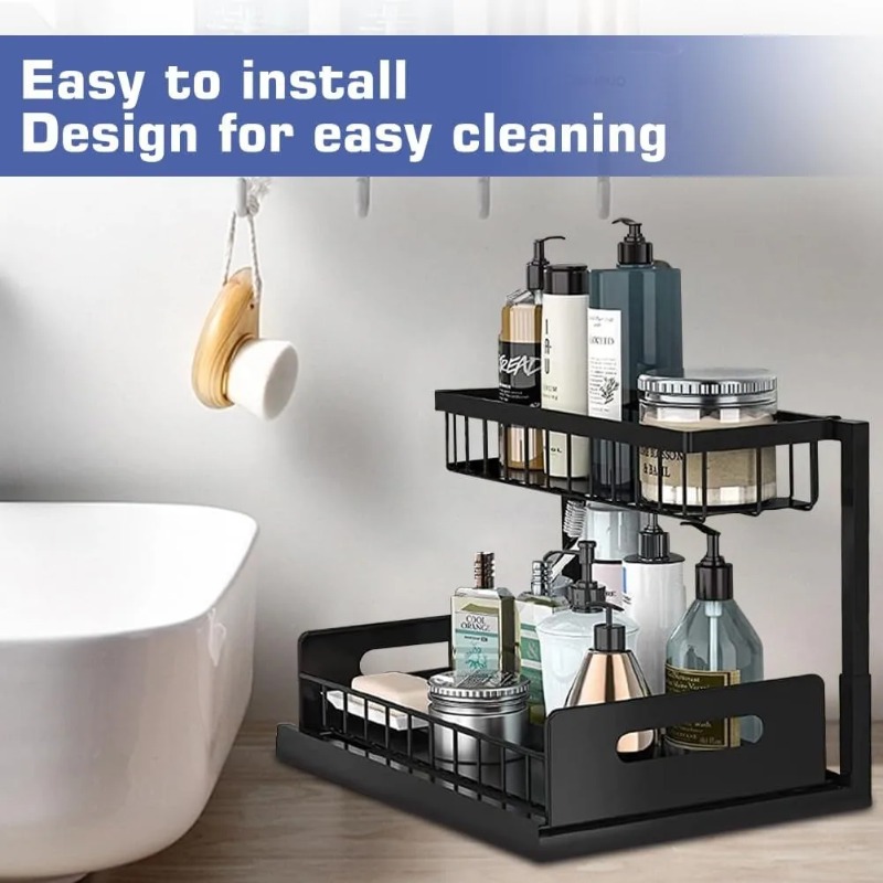 2 Tier Under Sink Organizer Pu - Home Depot Bathroom Sink reseña y precio